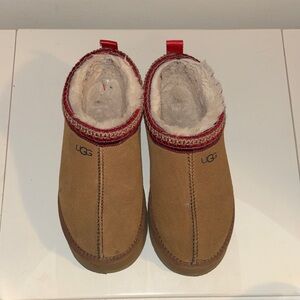 UGG Brown Slippers with Red Trim